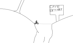 wheelie in a cave