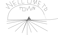 Going through town.