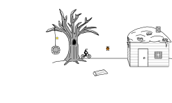 Winter Tree and Cottage
